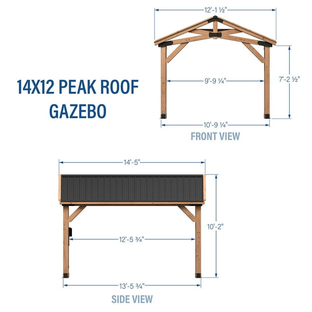 Backyard Discovery 14' x 12' Cedar Wood Peak Roof Gazebo with