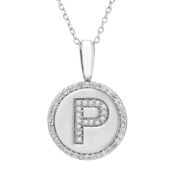Diamond Initial Pendant Necklace in Sterling Silver