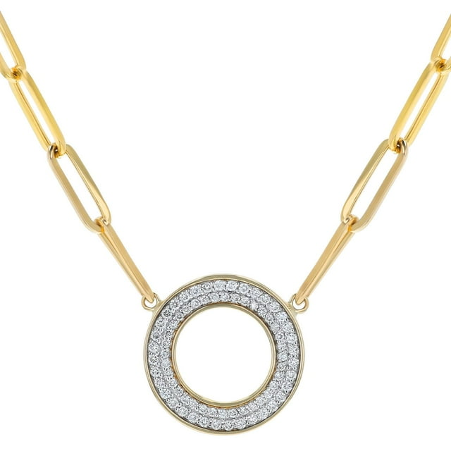 0.50 CT. T.W. Diamond Circle in a 14K Gold Chain Link Necklace
