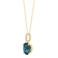 thumbnail image 2 of Oval Cut London Blue Topaz and Diamond Pendant Necklace in 14K Gold, 2 of 6
