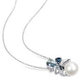thumbnail image 5 of 7-9mm Round Freshwater Cultured Pearl & Gemstone Pendant Necklace in Sterling Silver, 5 of 6