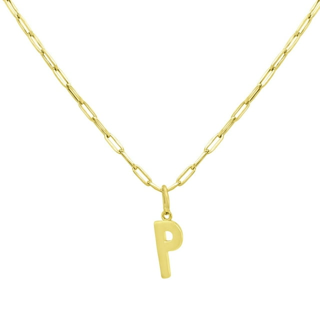 Initial Paperclip Chain Pendant Necklace in 14K Gold