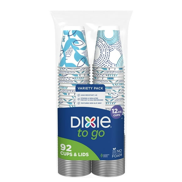 Dixie® To Go 12 oz. Paper Cup with Leak-Resistant Lid, 92 ct.