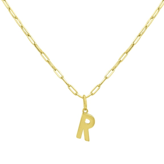 Initial Paperclip Chain Pendant Necklace in 14K Gold