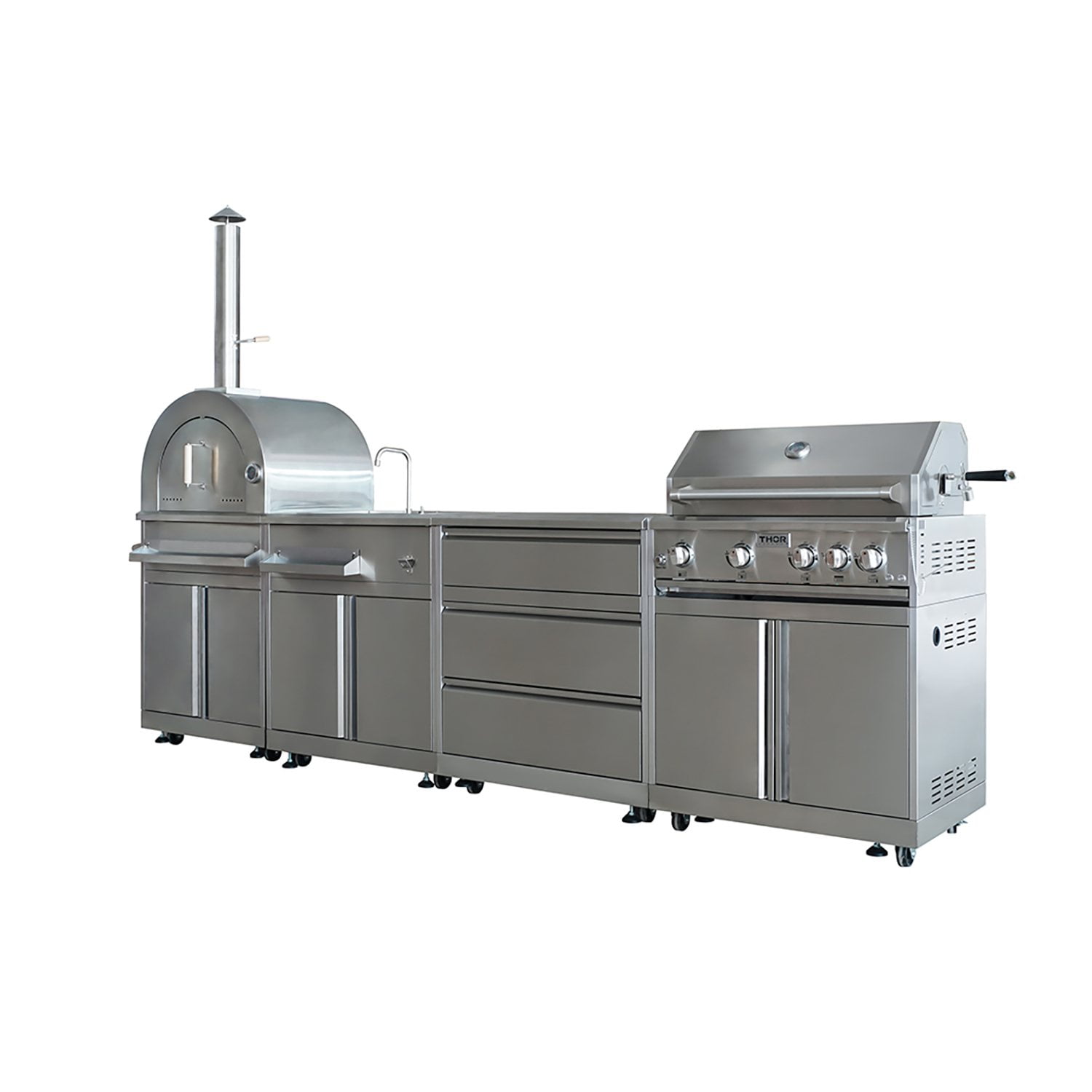 Thor Kitchen 4-Piece Modular Outdoor Kitchen Island with Liquid