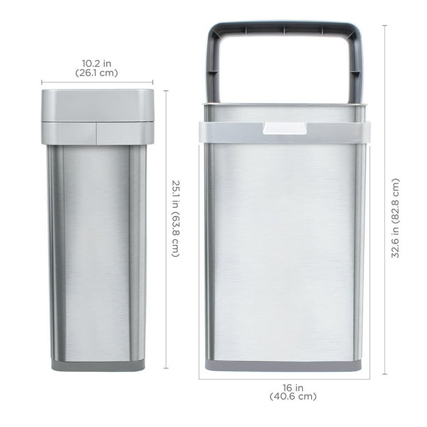Clorox 13 Gallon Open Top Stainless Steel Trash Can with Anti