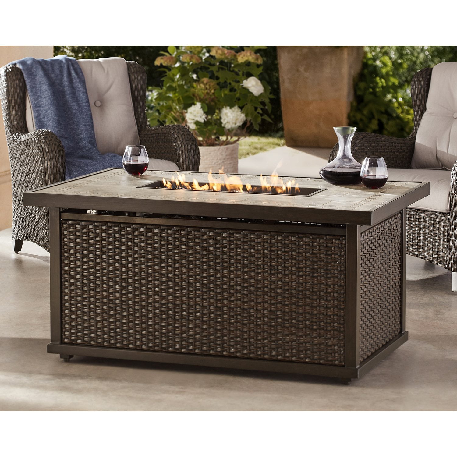 Member's Mark Agio Heritage Aluminum and Wicker Fire Table - Samsclub.com