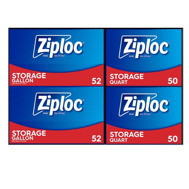 Ziploc Brand Gallon & Quart Storage Bags, Stay Open Design, Easy