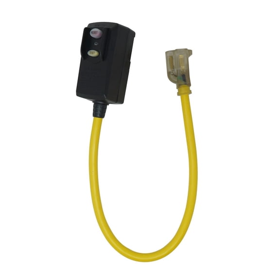 Yellow Jacket 2 ft. 12/3 SJTW In-Line GFCI Heavy-Duty Cord with Power Light Plug