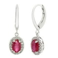 thumbnail image 1 of Oval Cut Genuine Gemstone and 0.16 CT. T.W. Diamond Dangle Earrings in 14K Gold, 1 of 5