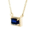 thumbnail image 2 of Baguette Cut Gemstone and 0.06 CT. T.W. Diamond Halo Pendant Necklace in 14K Gold, 2 of 4