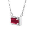 thumbnail image 2 of Baguette Cut Gemstone and 0.06 CT. T.W. Diamond Halo Pendant Necklace in 14K Gold, 2 of 3