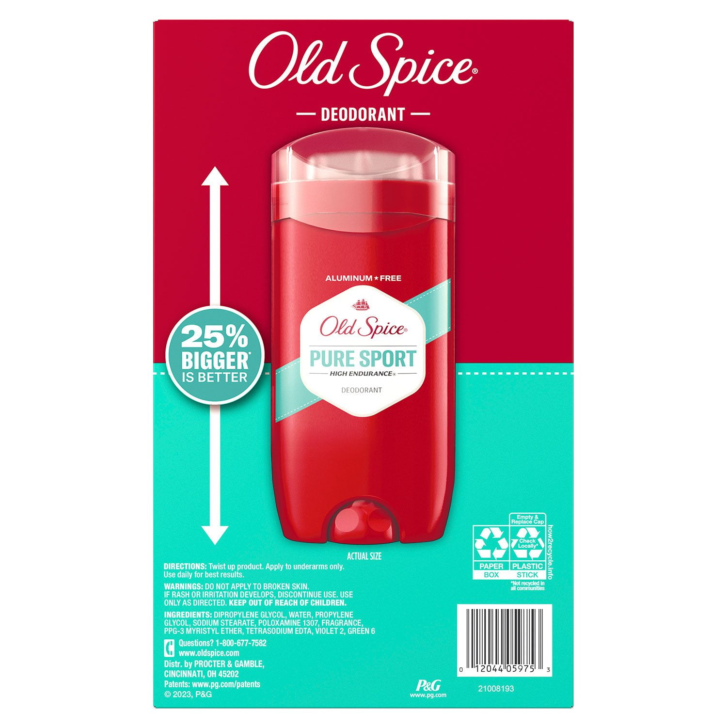 Old Spice High Endurance Deodorant, 48-Hr. Protection, Pure Sport