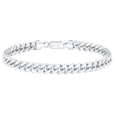 Polished Miami Cuban Chain Bracelet in Sterling Silver, 7mm