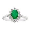 thumbnail image 1 of Oval Cut Gemstone & 0.23 CT. T.W. Diamond Halo Ring in 14K Gold, 1 of 5