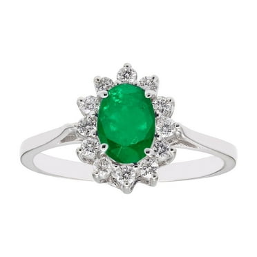 Oval Cut Gemstone & 0.23 CT. T.W. Diamond Halo Ring in 14K Gold