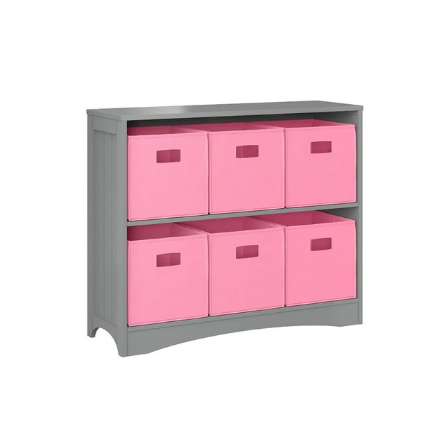 RiverRidge Horizontal Bookcase with 6 Bins, Assorted Shelf and Bin Colors