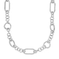 thumbnail image 3 of High Polish Abstract Oval & Round Mix Link Necklace in Sterling Silver, 3 of 8