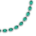 thumbnail image 2 of Oval Cut Lab Created Gemstone Halo Tennis Necklace in Sterling Silver, 2 of 4