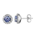 thumbnail image 1 of Round Cut Gemstone & 0.28 CT. T.W. Halo Diamond Stud Earrings in 14K Gold, 1 of 4