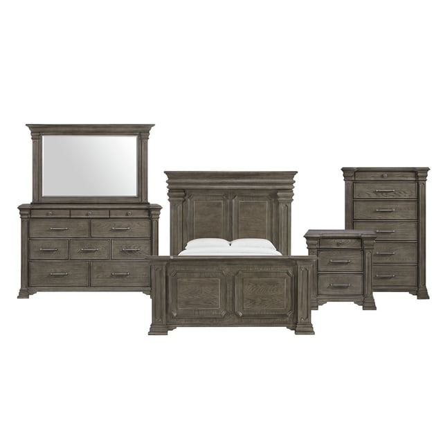 Society Den Paterson Storage 3PC or 5PC Bedroom Set in Grey, Assorted Sizes