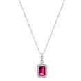 thumbnail image 3 of Emerald Cut Lab Created Gemstone & Diamond Halo Pendant Necklace in 14K Gold, 3 of 4