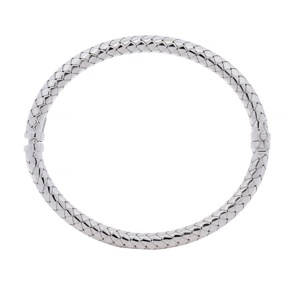 Italian Diamond Cut Hinged Snake Bangle in Sterling Silver