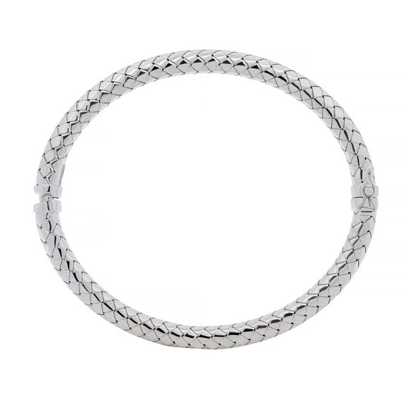 Italian Diamond Cut Hinged Snake Bangle in Sterling Silver