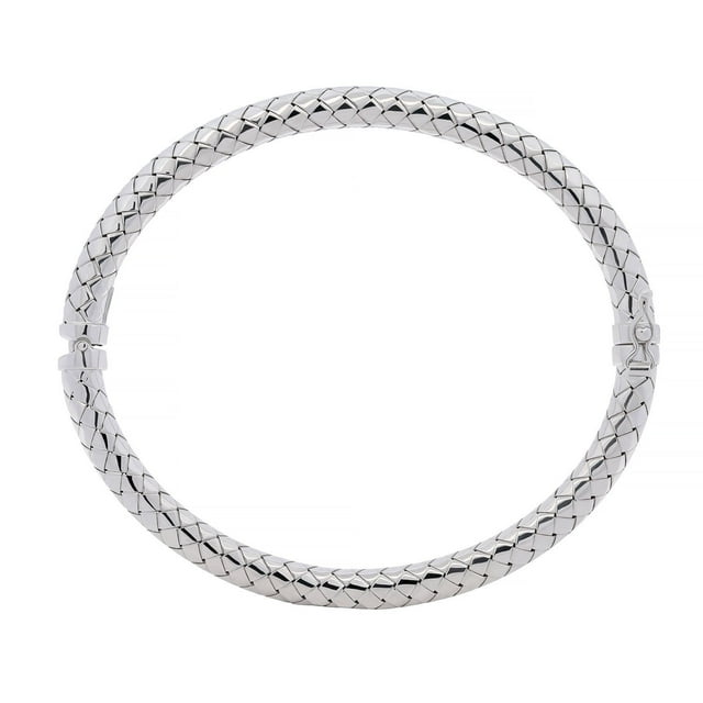 Italian Diamond Cut Hinged Snake Bangle in Sterling Silver