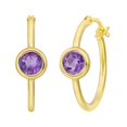thumbnail image 1 of Round Bezel Set Hoop Earring in 14K Gold, 1 of 3