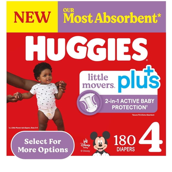 Huggies Little Movers Plus Baby Diapers, Size 3-7