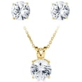 thumbnail image 1 of Round Cut Lab Created White Sapphire Pendant Necklace & Stud Earrings Set, 1 of 4