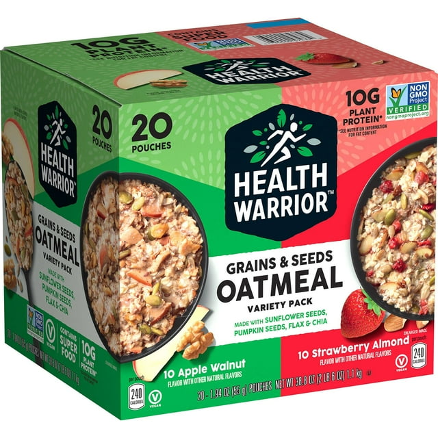Health Warrior Grains & Seeds Oatmeal, Variety Pack, 20 pk.
