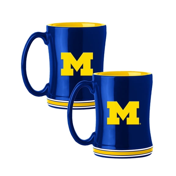 Logo Brands Michigan Wolverines 14oz Relief Mug Set