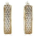 thumbnail image 2 of Two-Tone Diamond Cut Satin Oval Hoop Earrings in 14K Gold, 2 of 4