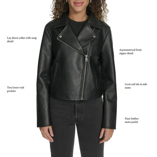 ジャケット・アウター Levi's PREMIUM BLACK LEATHER JACKET L Faux Leather Trucker Jacket - Black | Levi's® KZ