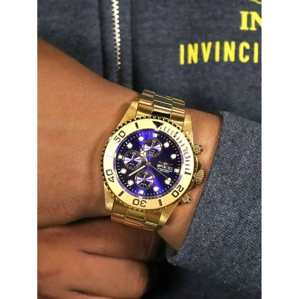 Invicta Men's Pro Diver Quartz 43.5mm Gold, Blue Dial - Samsclub.com