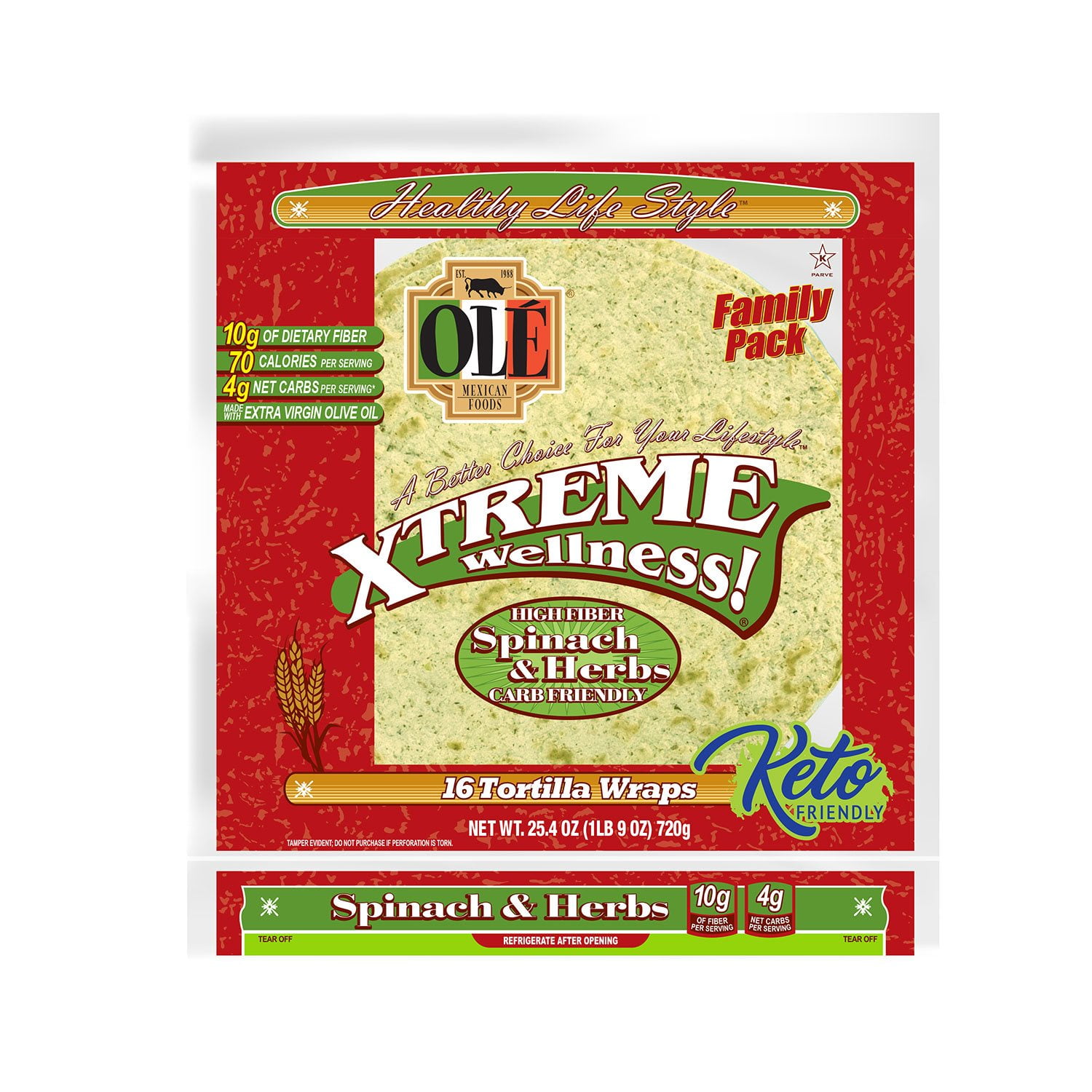 Ole Xtreme Wellness Spinach and Herbs Wrap, 16 ct. - Samsclub.com