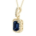 thumbnail image 2 of Emerald Cut Lab Created Gemstone & Diamond Halo Pendant Necklace in 14K Gold, 2 of 4