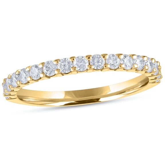Round Cut Semi Eternity Diamond Band in 14K Gold