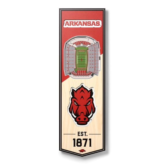 YouTheFan Arkansas Razorbacks 6"x19" 3D Stadium View Banner