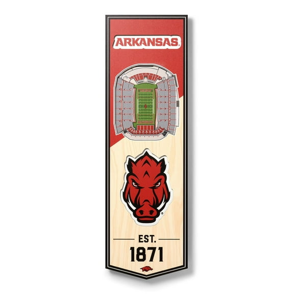 YouTheFan Arkansas Razorbacks 6"x19" 3D Stadium View Banner