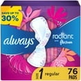 thumbnail image 1 of Always Radiant Regular Pads with Flexi-Wings, Scented, Size 1, 76 ct., 1 of 7