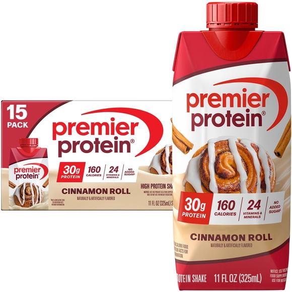 Premier Protein 30g High Protein Shake, Cinnamon Roll 11 fl. oz., 15 pk.