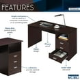 thumbnail image 5 of Techni Mobili Classic Computer Desk with Multiple Drawers, Dark Brown, 5 of 9