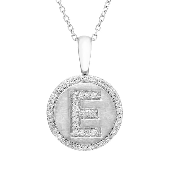 Diamond Initial Pendant Necklace in Sterling Silver