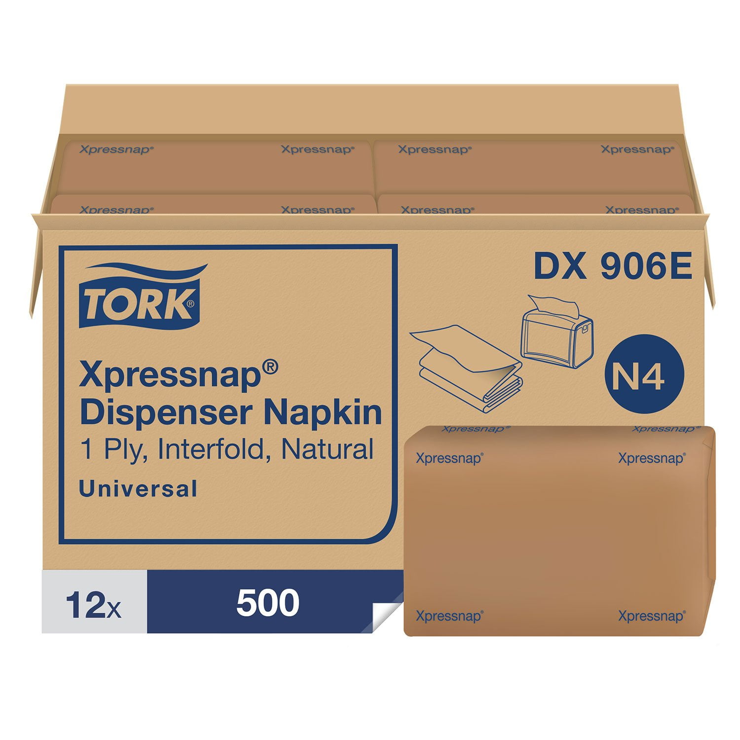 Tork Xpressnap 1-Ply Brown Interfold Dispenser Napkins, 12 pks