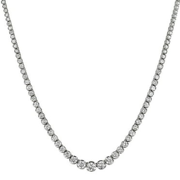 Round Cut Diamond Riviera Tennis Necklace in 14K Gold