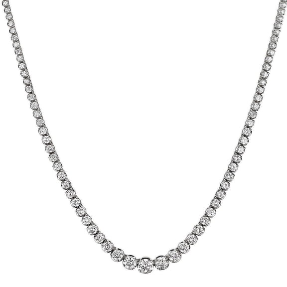 Round Cut Diamond Riviera Tennis Necklace in 14K Gold