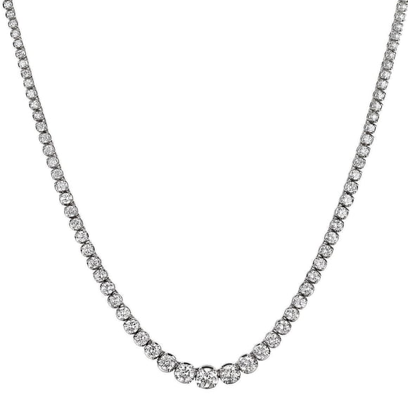 Round Cut Diamond Riviera Tennis Necklace in 14K Gold